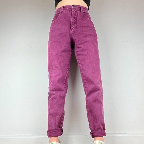 Vintage Mom Jeans - High Rise - Waist 26 - Faded Red/Purple - Picture 3 of 7